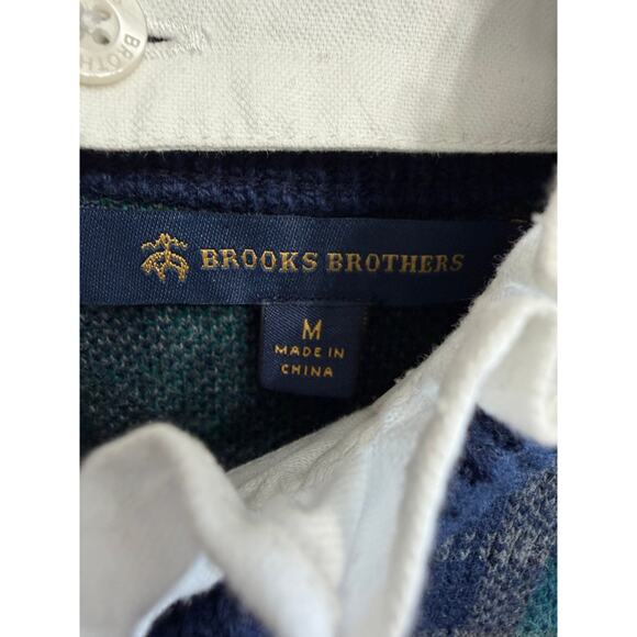Brooks Brothers Sweater Women's M Green Blue Tartan Plaid Removable Collar - Picture 14 of 15